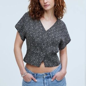 Madewell Pleated Short Sleeve Top- Size XS